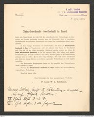 k.k. naturhistorisches Hofmuseum, Intendanzakten 1885-1896 (Hauer), Aktenzahl Z.294/1890, Seite 1
